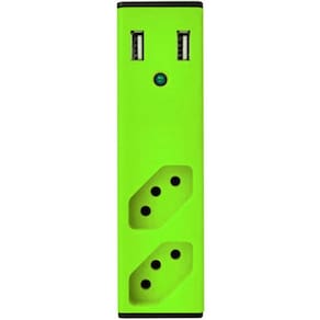 Carregador 2 Portas Usb C/ Filtro De Linha 2 Tomadas Tripolar - Verde
