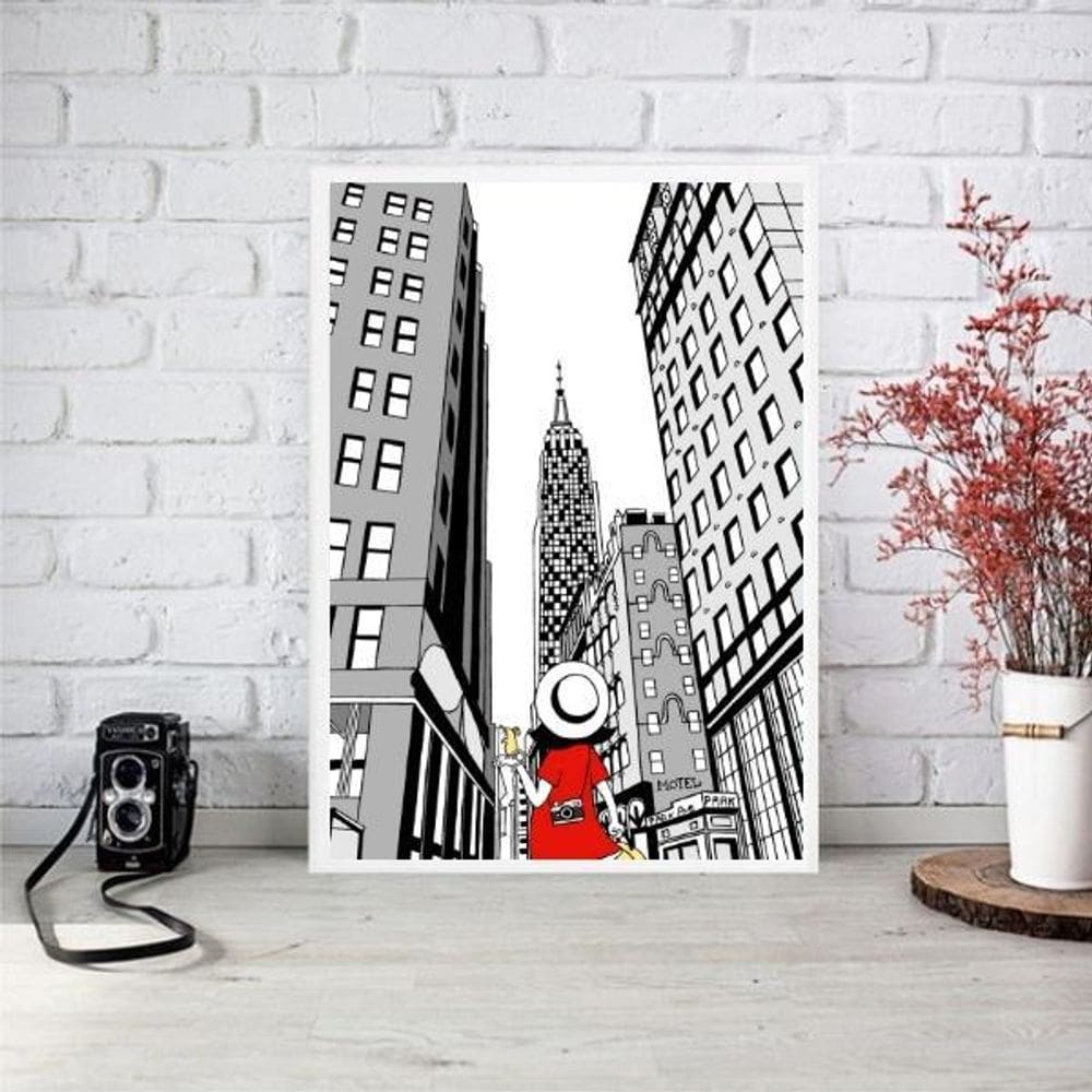 Quadro Decorativo Nova York - Turista 45X34Cm - Com Vidro