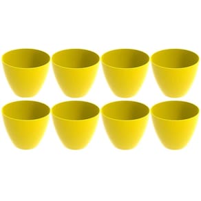 Kit 8 Tigelas Redondas Grandes 6,2L Amarelas Bowls Plásticos Servir Salada Frutas Pipoca