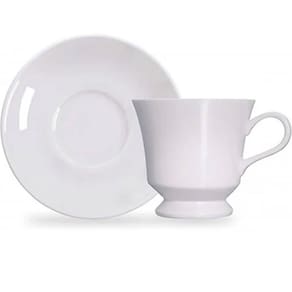 Xícara de Café com Pires Porcelana Branca 80ml Chá Capri Servir Mesa Posta Germer