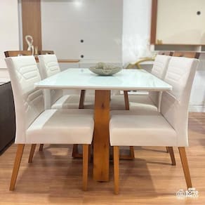 Sala de Jantar Moderna 4 Cadeiras Hera Ciber Requinte Salas
