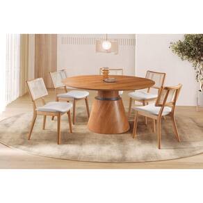 Sala de Jantar Laminada Redonda 5 Cadeiras 1,35m - Zara - Requinte Salas
