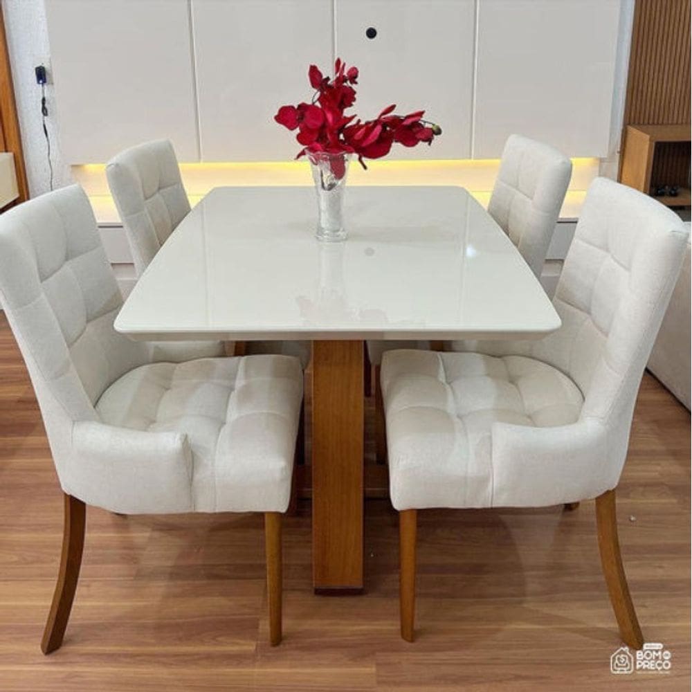 Sala de Jantar Completa 4 Cad 1,20x0,90 Hera Royal Requinte