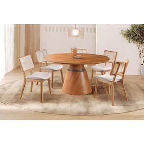 Sala de Jantar Laminada Redonda 5 Cadeiras 1,35m - Zara - Requinte Salas