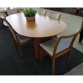 Sala de Jantar Tampo Oval 6 Cadeiras Itália Requinte Salas
