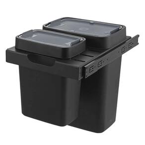 Lixeira Dupla Deslizante Organize 8L e 17L Aço Carbono Preto com Puxa Sacos Masutti