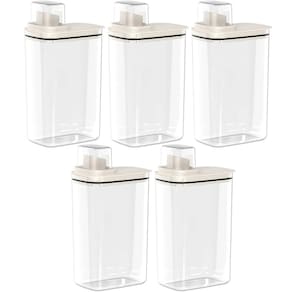 Kit 5 Dispenser de Sabão Líquido 2,3L Bege Tampa Medidora Ou