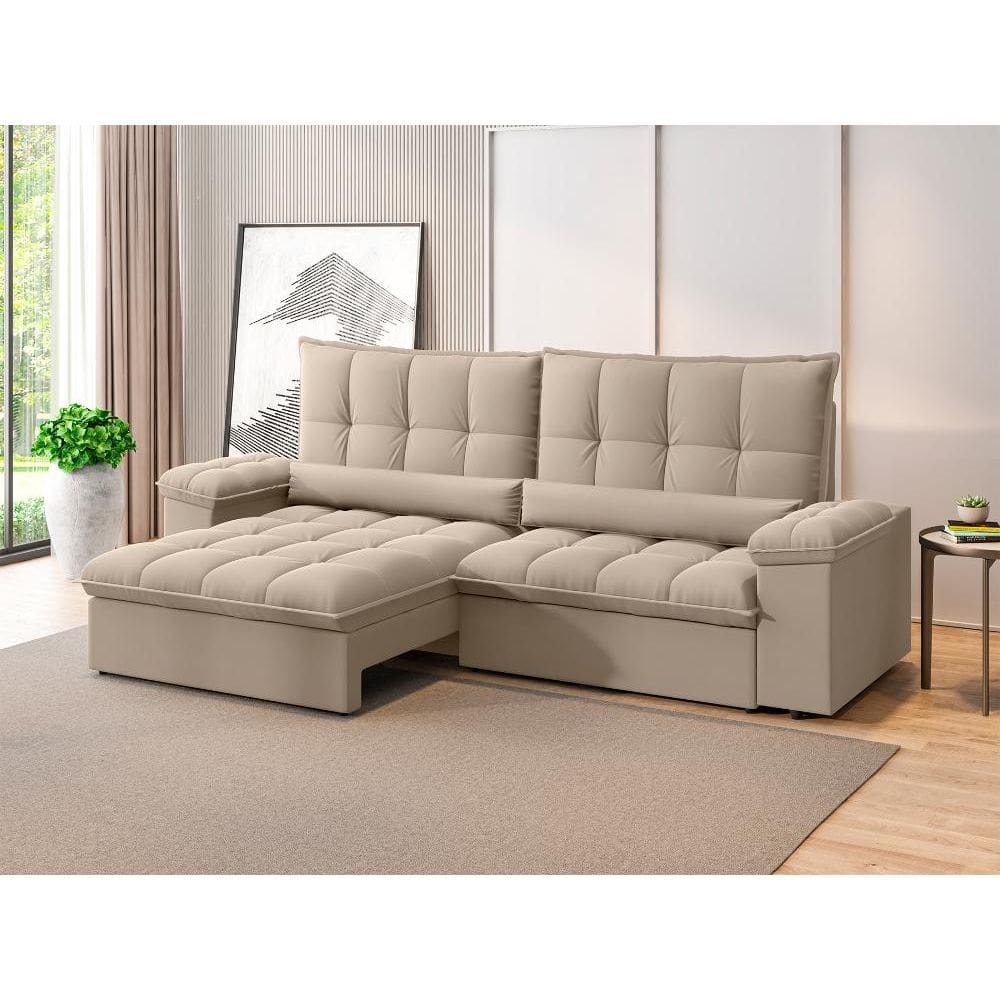 Sofá Sideral Retrátil e Reclinável com Molas no Assento 2,00m Velosuede - NETSOFAS