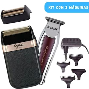 Kit Cuidado Masculino  Kemei 2024 + 9164  Lâminas De Titânio