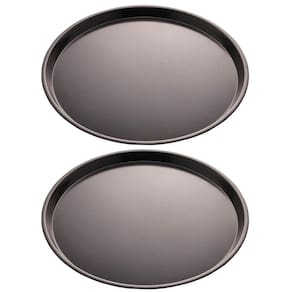Kit 2 Assadeiras Antiaderentes Formas de Pizza 36cm Preta Redondas Aço Carbono Lyor