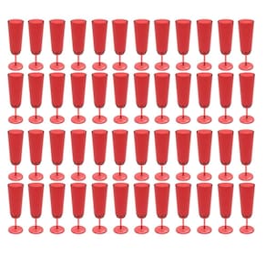 Jogo 48 Taças Champanhe Espumante Buffet Plástico Vermelho Translúcido Crippa