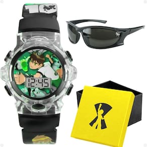 Relogio Infantil Digital Led Ben10 Sol Oculos Caixa Criança