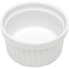 Jogo 10 Ramekin Molheira Canelado Porcelana 40ml Classic Branco Lyor Servir Caldas