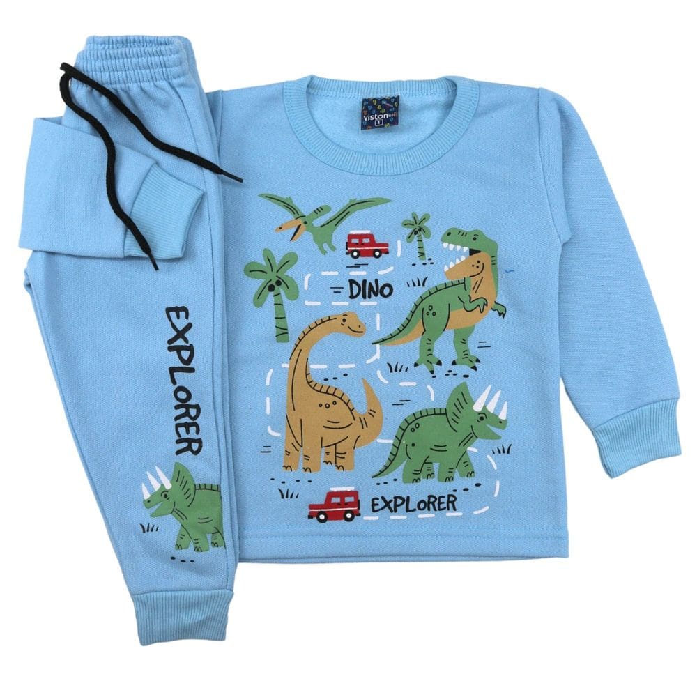 Conjunto Infantil Menino Dino em Moletom Flanelado Inverno
