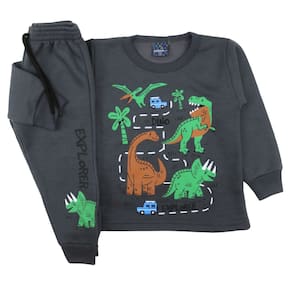 Conjunto Infantil Menino Dino em Moletom Flanelado Inverno