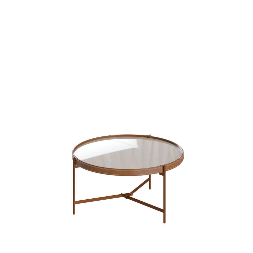 Mesa de Centro Aqua Imcal 68011 Off White Cobre Redonda Sala
