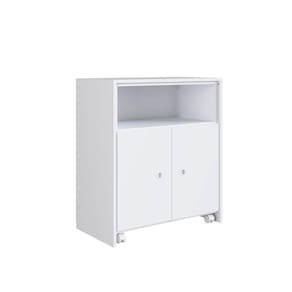 Balcão Organizador Multiuso com Mesa Recolhível e Rodízios Funcionale Branco Escritório Cozinha