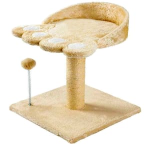 Brinquedo Arranhador Para Gatos Poste Sisal Com Pompom Bege