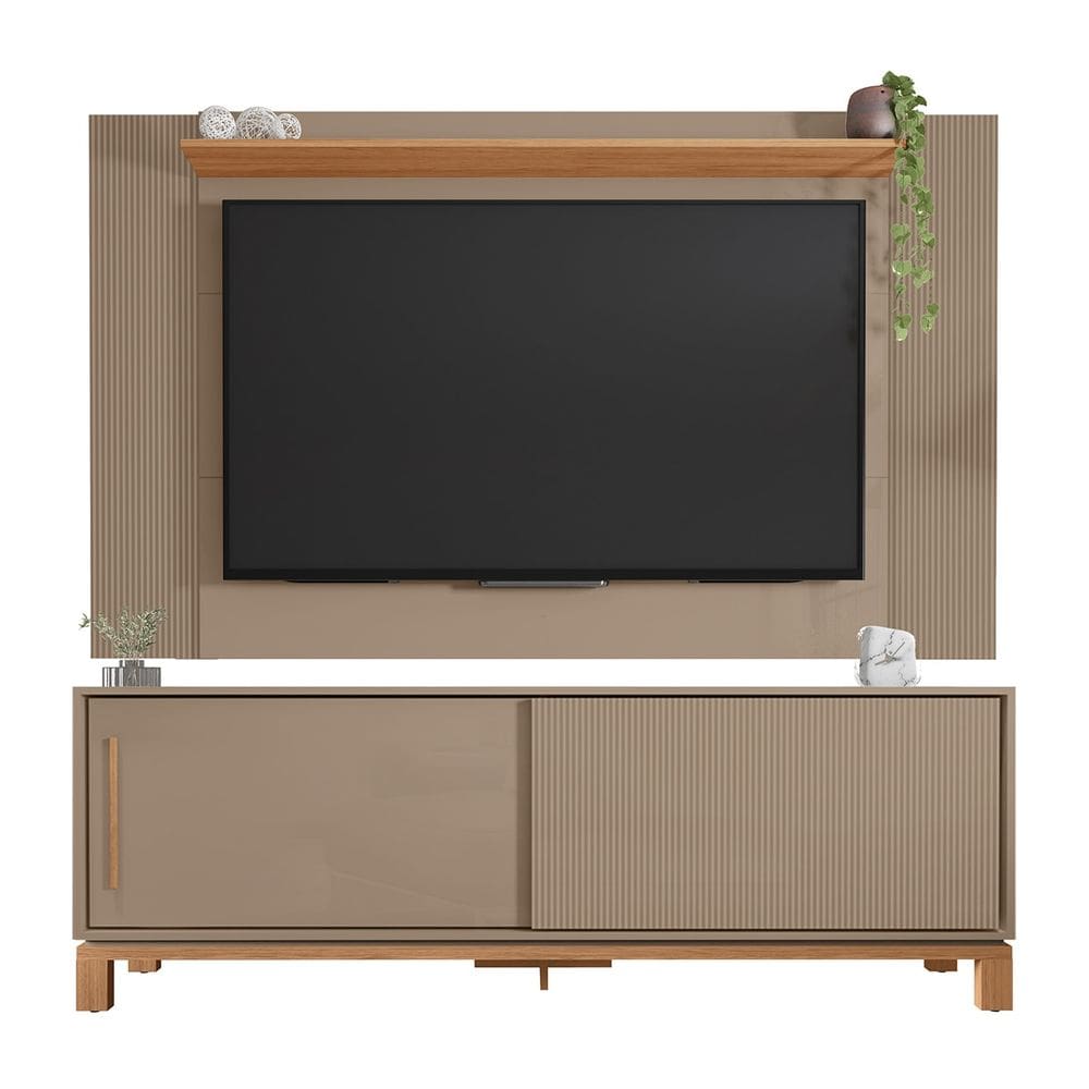 Painel Para TV 65 Pol e Rack Bancada 180cm Lucca Areia/Freijó C01 - Mpozenato