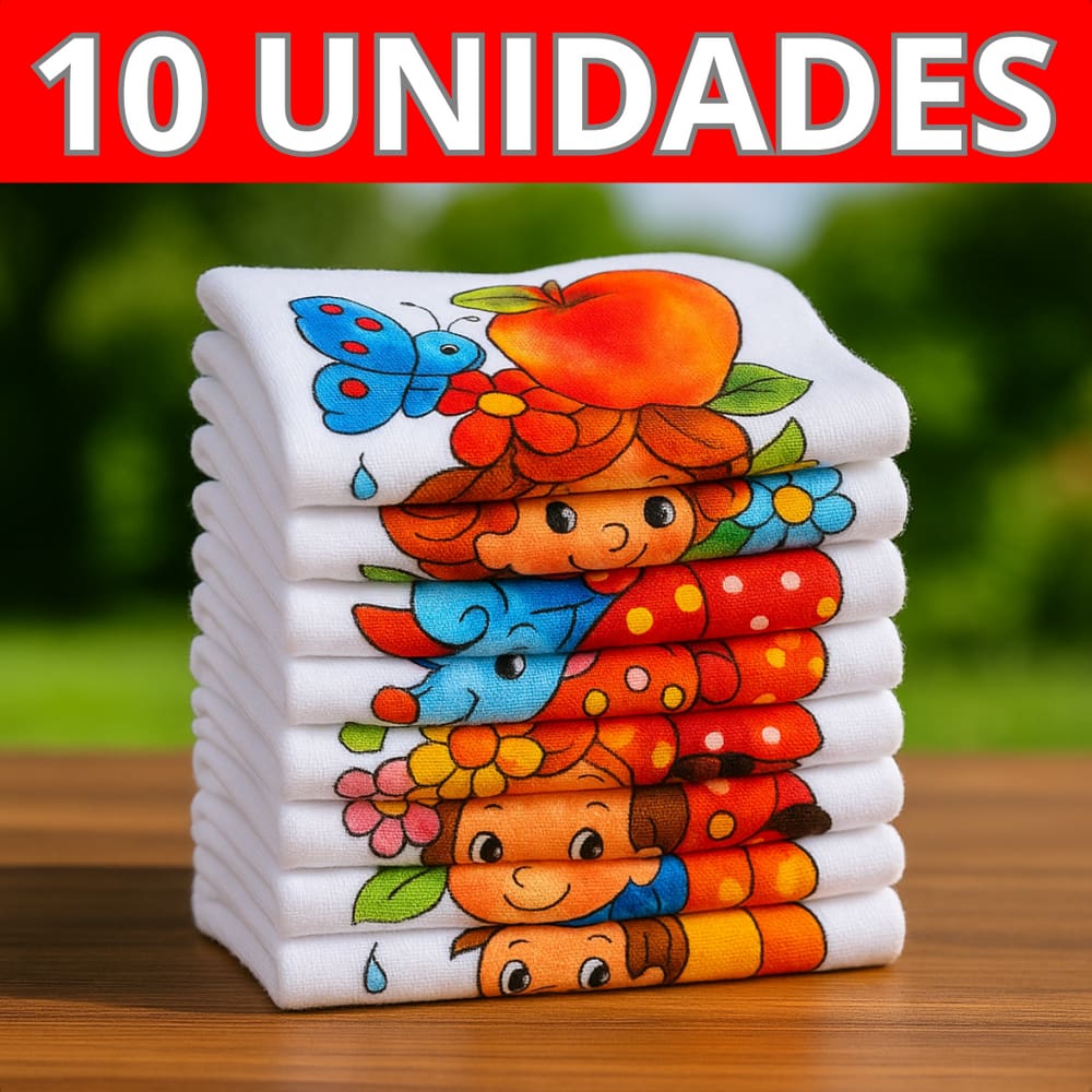 Kit 10 Panos de Prato Estampado Grande Cozinha Pé de Galinha
