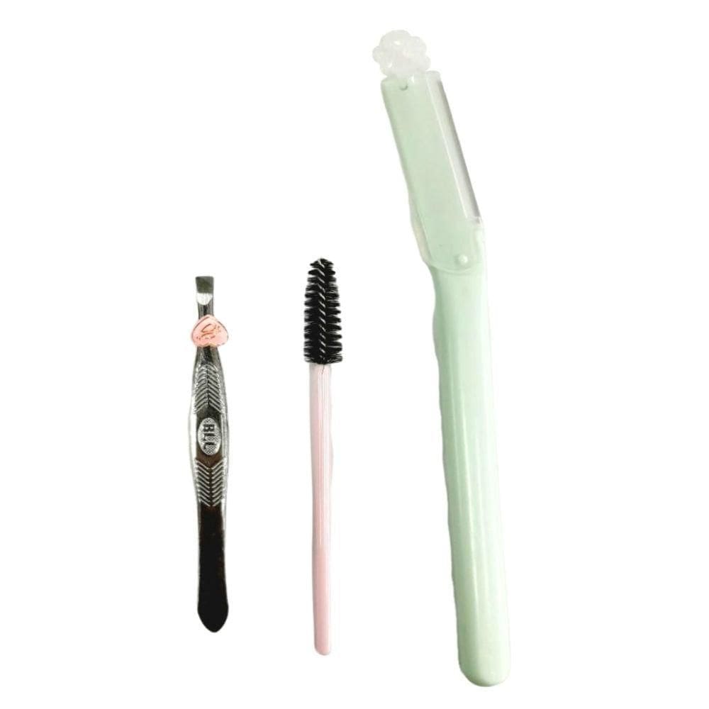 Kit Beleza 3 Peças Cuidados P/ Sobrancelha - Verde- Quanhe