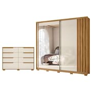 Guarda Roupa Casal Dhara e Cômoda Georgia Freijó Off White - Moval