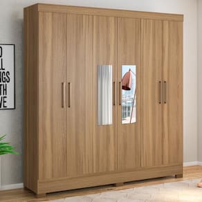 Guarda Roupa Casal 6 Portas Com Espelho E 3 Gavetas York - Amêndola Touch Amêndola Touch