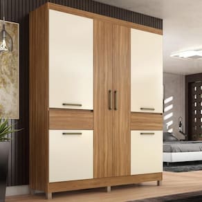 Guarda Roupa Casal 6 Portas E 2 Gavetas Illinois - Amêndola Touch-off White Amêndola Touch-off White