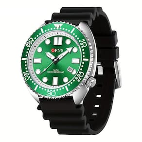 Relógio, Movimento Quartz, Display Redondo, Caixa De Liga De Preto Verde