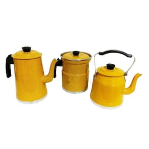 Jogo Café , Leiteira C-apito Bule Chaleira Amarelo Pigmentado