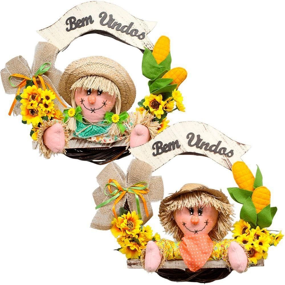Kit Casal Guirlandas Espantalhos Festa Junina Xará Fazenda