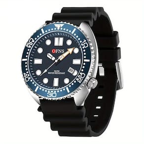 Relógio, Movimento Quartz, Display Redondo, Caixa De Liga De Preto Azul