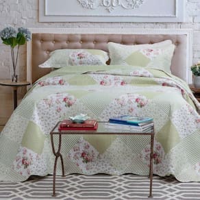 Kit Cobre Leito Colcha Mix Queen Estampado 3 Peças - Naiara