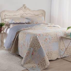 Kit Cobre Leito Colcha Mix Queen Estampado 3 Peças - Beth