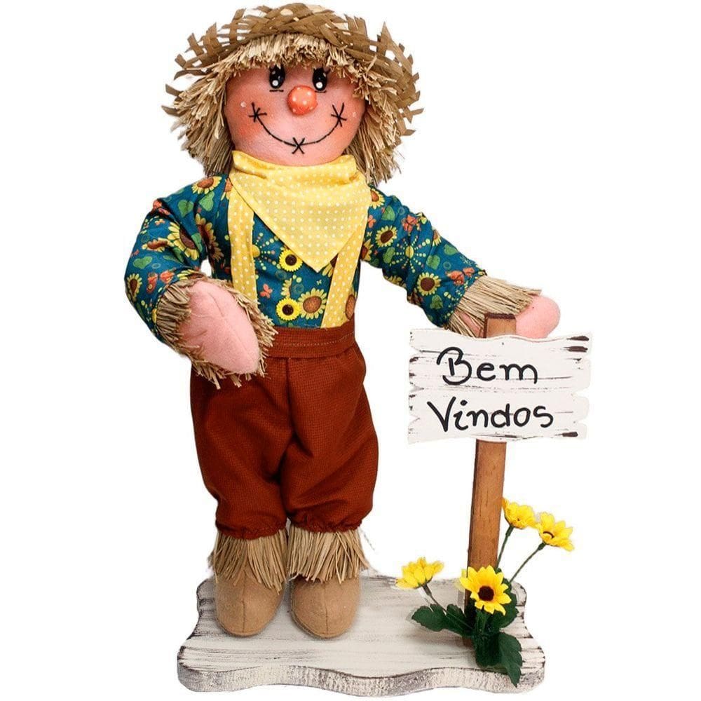 Decoração Espantalhos De Festa Junina Caipira Com Placa 50cm Menino