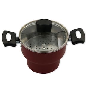 Cuscuzeiro Enjoy Antiaderente 14cm Vermelho Com Tampa De Vidro Alta Qualidade E Praticidade