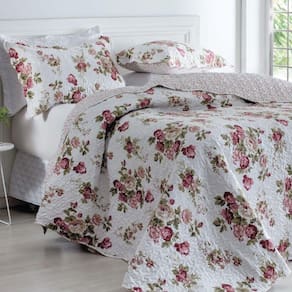 Kit Cobre Leito Colcha Mix Queen Estampado 3 Peças - Denise
