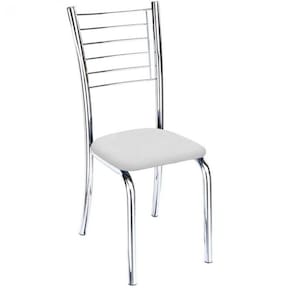 Cadeira De Jantar Lara Cromada Para Cozinha Assento Corino Branco - Aurora Line