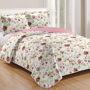 Kit Cobre Leito Colcha Mix Queen Estampado 3 Peças - Laís