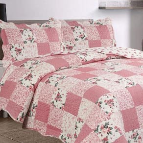 Kit Cobre Leito Colcha Mix Queen Estampado 3 Peças -Natália