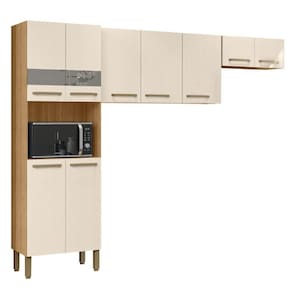 Armário De Cozinha Compacta 9 Portas 2,50m Versalhes Kit`s Paraná Areia Madeirado