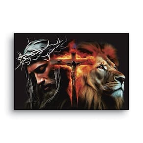 Quadro Decorativo Canvas Jesus Cristo E Leão De Judá 60X40Cm