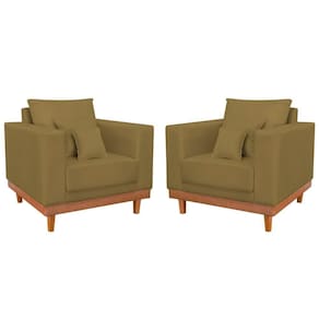 Kit 02 Poltronas Living Suede Base Resistente + Almofadas Capuccino