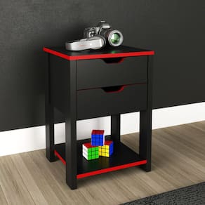 Gaveteiro Gamer com 2 Gavetas ME4163 Preto Vermelho