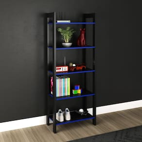 Estante Gamer Multiuso com 5 Prateleiras ME4166 Preto e Azul