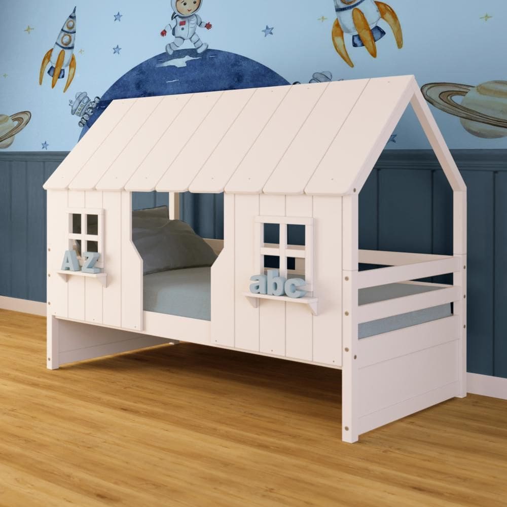 Cama Casinha Encantada Madeira Maciça Branco Megamobilia
