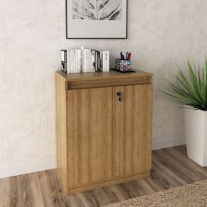 Balcão para Escritório com 2 Portas e Chave ME4149 Amêndoa