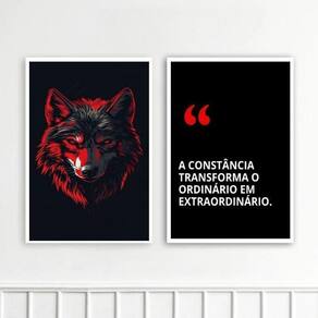 Kit 2 Quadros Motivacionais Constância - Lobo 24X18Cm Vidro