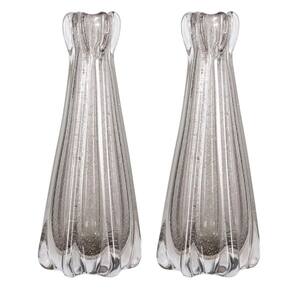 Conjunto 2 Vaso Decor Murano Vidro 24X9Cm Paramount Cinza