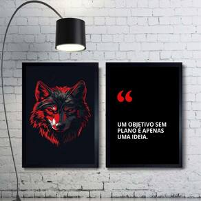 Kit 2 Quadros Motivacionais Objetivo - Lobo 45X34Cm